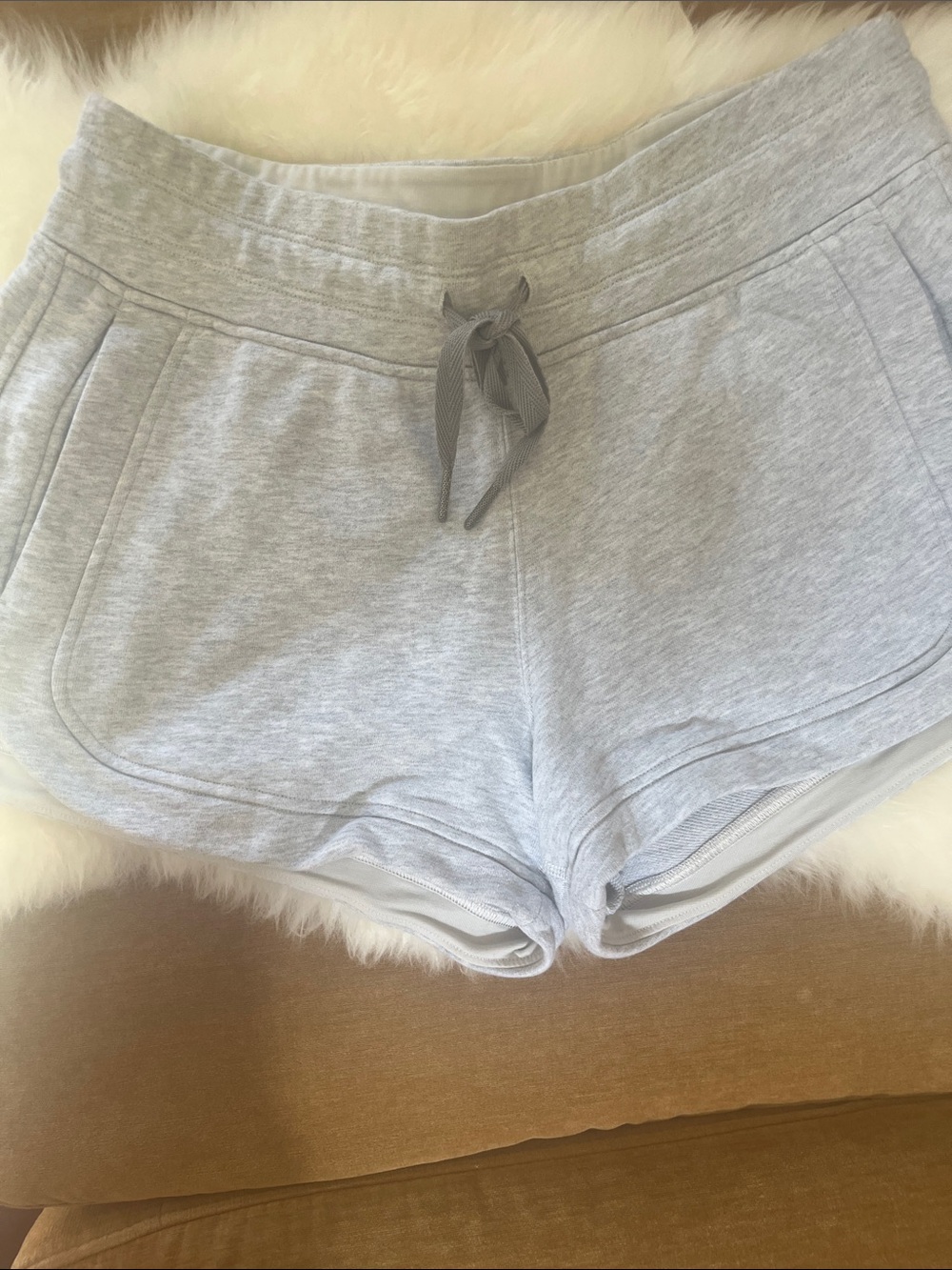 Light Gray Women’s Lounge Shorts with Drawstring - Picture 2 of 5